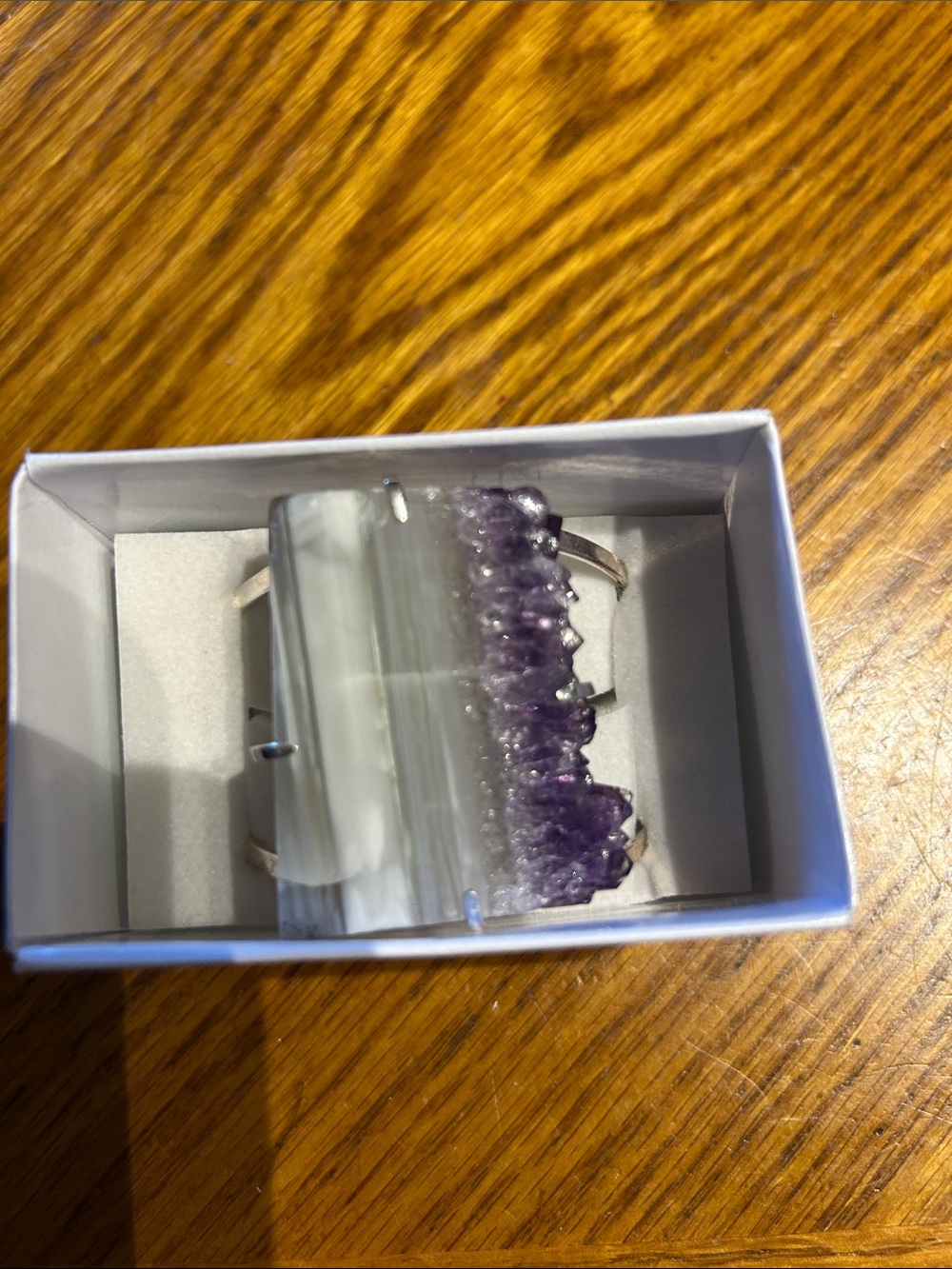 Amethyst Druzy Statement Cuff Bracelet - Purple and White
